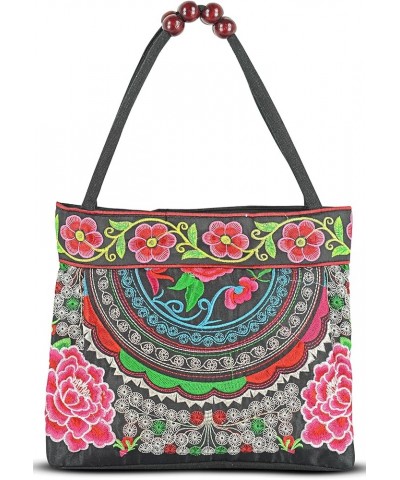 Women Hobo Tote Bag Floral Embroidered Handbags Embroidery Purse Vintage Ethnic Shoulder Bag Tribe 02 $10.70 Totes