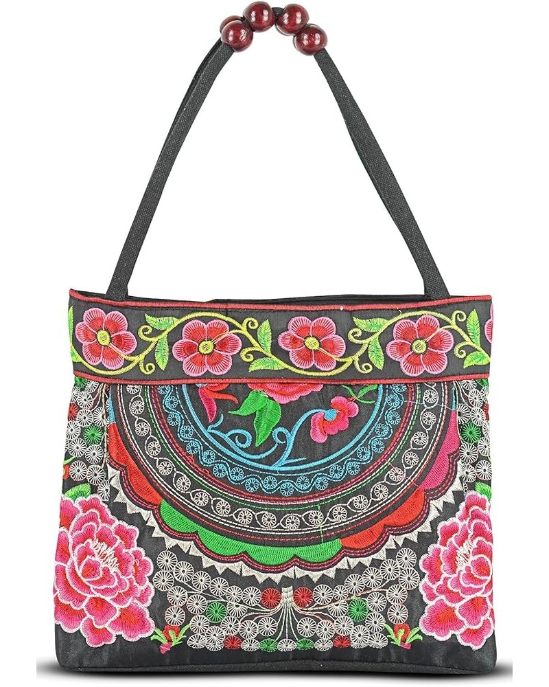 Women Hobo Tote Bag Floral Embroidered Handbags Embroidery Purse Vintage Ethnic Shoulder Bag Tribe 02 $10.70 Totes