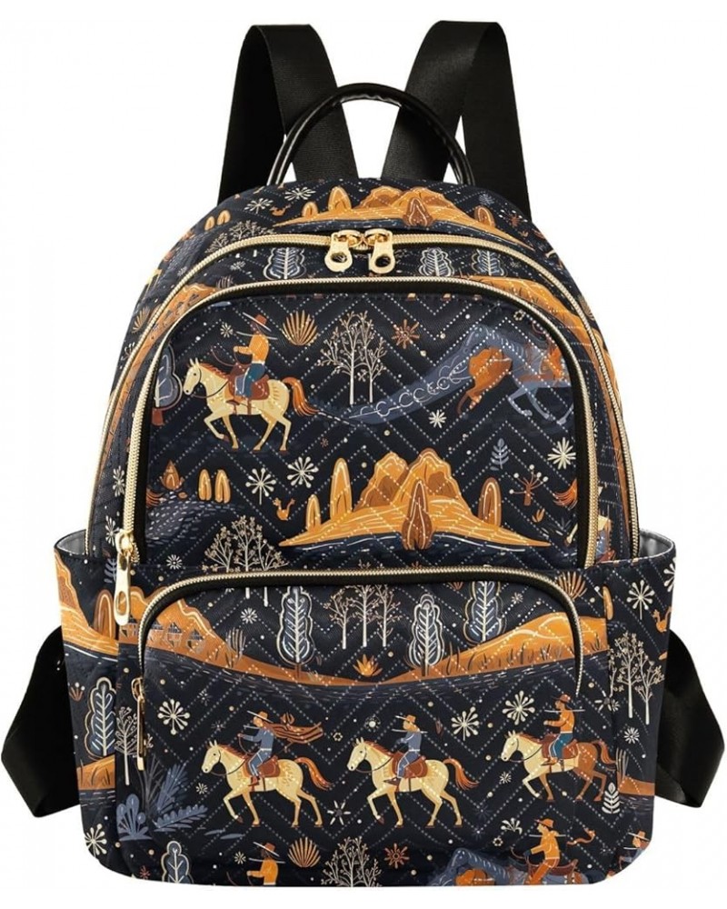 American Wild West Desert Cowboy Backpack Purse for Women Small Travel Bag Fashion Daypack M 202a4890 S(10.23"x5.11"x12.59") ...