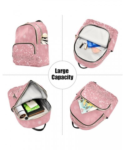 Backpack Purse for Women Pink Shiny Diamonds, Mini Fashion Backpack Bling Glitter Lightweight Casual Daypack Shoulder Bag Tra...