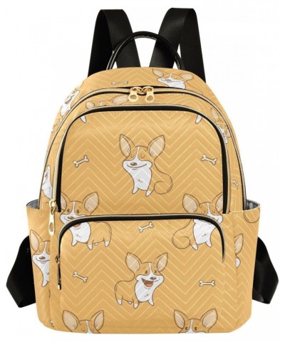 Cartoon Dogs Corgi Fashion Backpack Purse for Women Multipurpose Casual Daypack with Multi Pockets & Secured Zipper Ladies Ha...