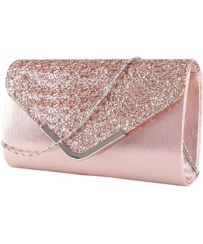 Rebecca Women's Glitter Sequins Envelope Evening Bag Mini Party Clutch Handbag Pures Pink $17.95 Evening Bags