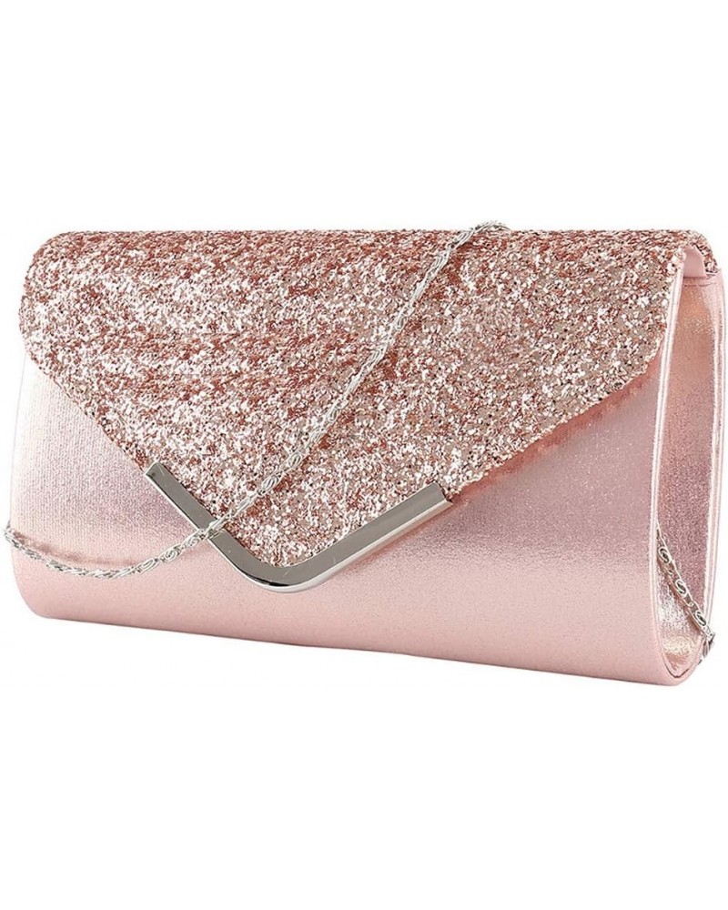 Rebecca Women's Glitter Sequins Envelope Evening Bag Mini Party Clutch Handbag Pures Pink $17.95 Evening Bags