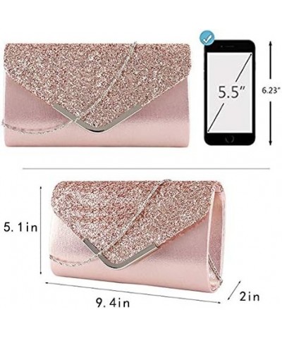 Rebecca Women's Glitter Sequins Envelope Evening Bag Mini Party Clutch Handbag Pures Pink $17.95 Evening Bags