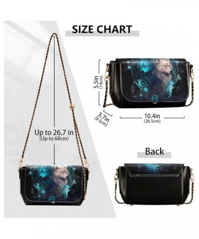 Leather Crossbody Bags, Colorful Owl in The Tree Crossbody Bag Black Wallet Phone Purses Chain Shoulder Bag Pattern 252 $16.4...