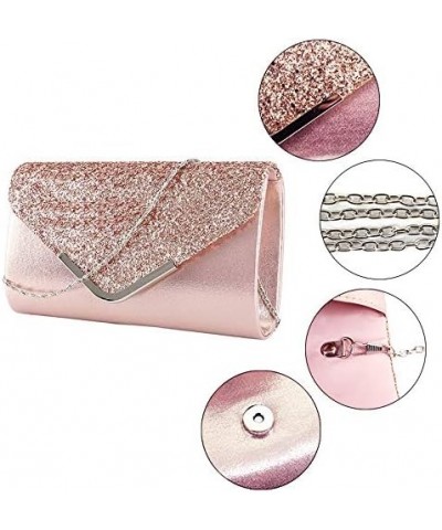 Rebecca Women's Glitter Sequins Envelope Evening Bag Mini Party Clutch Handbag Pures Pink $17.95 Evening Bags