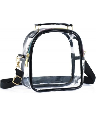 TPU Crossbody Bag for Women Stadium Approved Clear Purse Bag for Concerts Sports Events Festivals Black No Front Pocket $15.5...