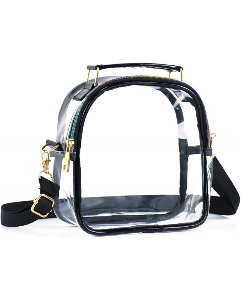 TPU Crossbody Bag for Women Stadium Approved Clear Purse Bag for Concerts Sports Events Festivals Black No Front Pocket $15.5...