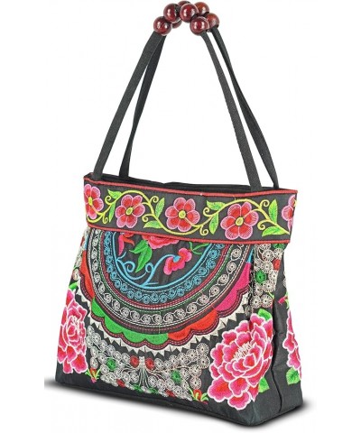 Women Hobo Tote Bag Floral Embroidered Handbags Embroidery Purse Vintage Ethnic Shoulder Bag Tribe 02 $10.70 Totes