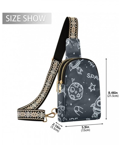 Space Rockets Crossbody Sling Bag for Women Men Leather Chest Bags Purse Adjustable Cross Body Daypack for Outdoors Shopping ...