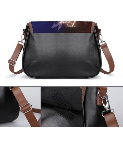 Printed Crossbody Bags Women City Leather Shoulder Bag Satchel Hobo Bags Trendy Golden Leaves Color6 $24.47 Hobo Bags