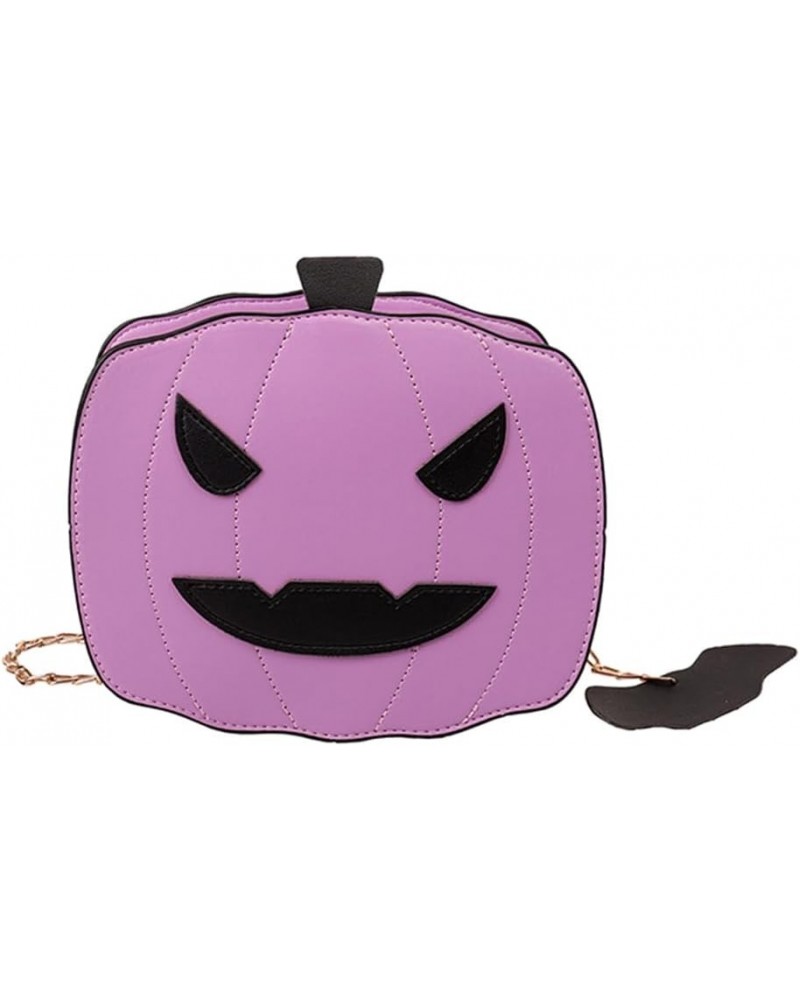 Pumpkin Shoulder Bag Novelty Devil PU Leather Crossbody Purse Fashion Halloween Purses and Handbags Purple $14.01 Shoulder Bags