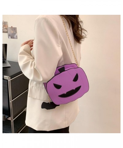 Pumpkin Shoulder Bag Novelty Devil PU Leather Crossbody Purse Fashion Halloween Purses and Handbags Purple $14.01 Shoulder Bags