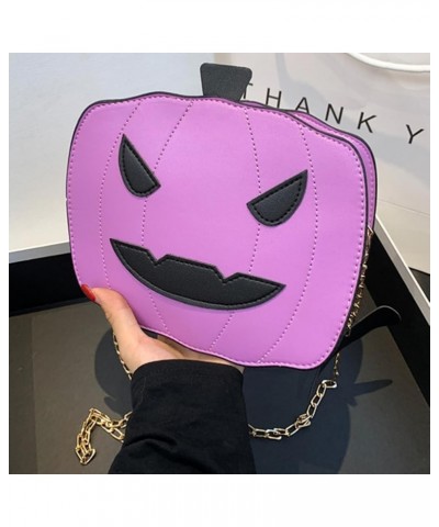 Pumpkin Shoulder Bag Novelty Devil PU Leather Crossbody Purse Fashion Halloween Purses and Handbags Purple $14.01 Shoulder Bags