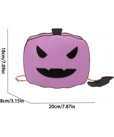 Pumpkin Shoulder Bag Novelty Devil PU Leather Crossbody Purse Fashion Halloween Purses and Handbags Purple $14.01 Shoulder Bags