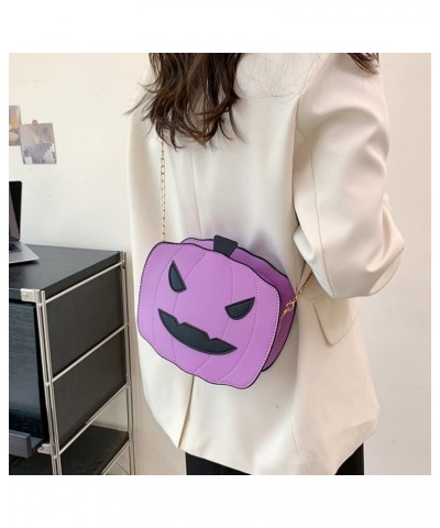 Pumpkin Shoulder Bag Novelty Devil PU Leather Crossbody Purse Fashion Halloween Purses and Handbags Purple $14.01 Shoulder Bags