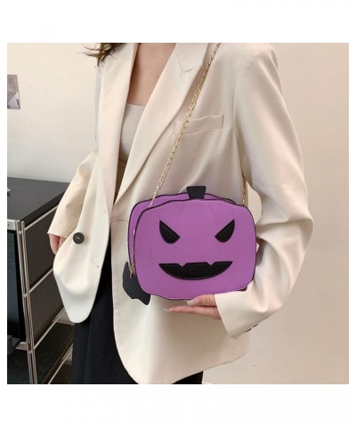 Pumpkin Shoulder Bag Novelty Devil PU Leather Crossbody Purse Fashion Halloween Purses and Handbags Purple $14.01 Shoulder Bags