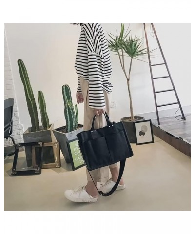 Canvas Tote Bag for Women Casual Multi Pockets Crossbody Purse Large Messenger Shoulder Bag Travel Everyday Handbag Black $22...