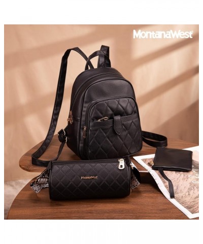 Small Backpack Purse for Women Anti Theft Backpack with Secured Zipper & Tassel 3pcs Black $18.87 Backpacks