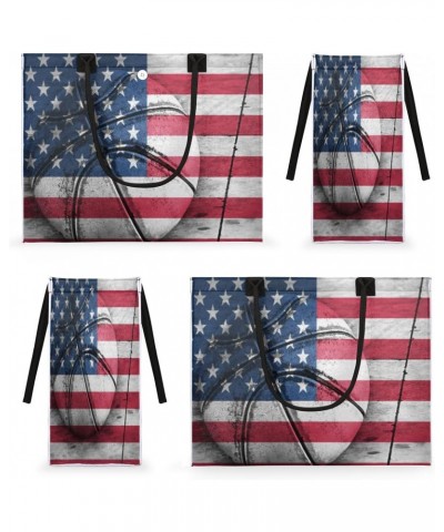 Basketball Retro Usa Flagl Large Tote Bag Shoulder Bag For Women Teachers Nurses Work Shopping Travel Handbag Purse $12.03 Totes