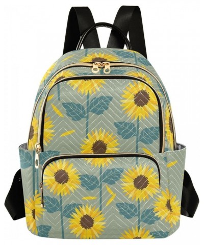 Yellow Sunflower Green Women's Backpack Wallet Casual Small Backpack Fashion Women's Travel Bag School Backpack Color026 Medi...