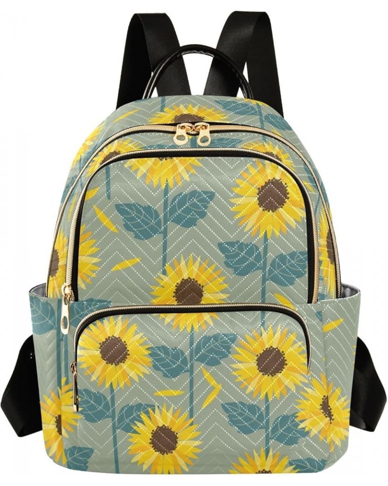 Yellow Sunflower Green Women's Backpack Wallet Casual Small Backpack Fashion Women's Travel Bag School Backpack Color026 Medi...