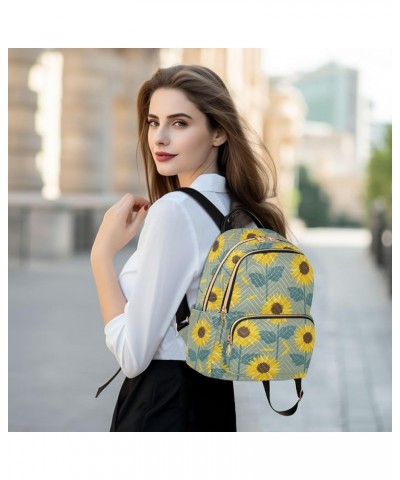 Yellow Sunflower Green Women's Backpack Wallet Casual Small Backpack Fashion Women's Travel Bag School Backpack Color026 Medi...