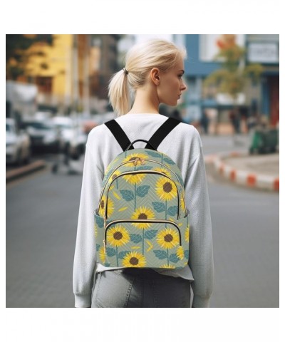 Yellow Sunflower Green Women's Backpack Wallet Casual Small Backpack Fashion Women's Travel Bag School Backpack Color026 Medi...