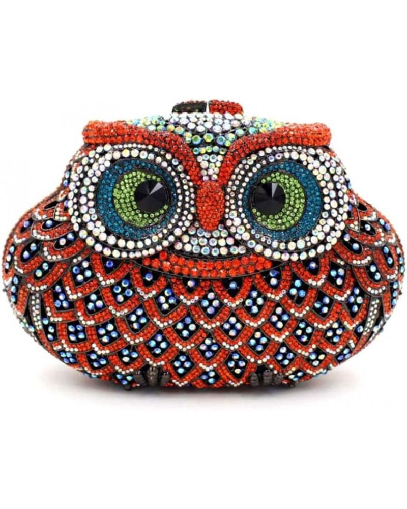 Women Cute Cartoon Rhinestone Evening Handbag Luxury Crystal Clutch Purse Owl Party Prom Evening Bag Blue Red Red $67.85 Even...