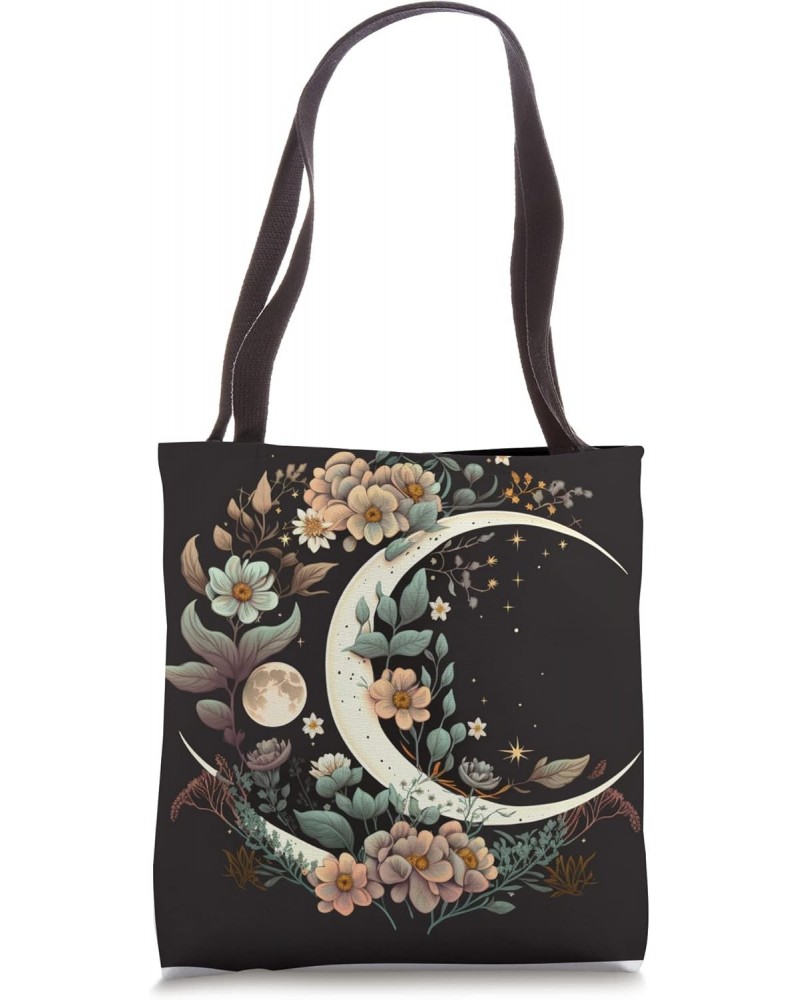 Floral Moon Phase flower crescent moon cool eclipse moon Tote Bag $10.14 Totes