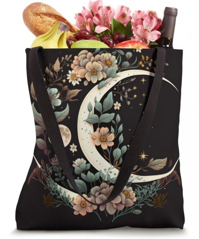 Floral Moon Phase flower crescent moon cool eclipse moon Tote Bag $10.14 Totes