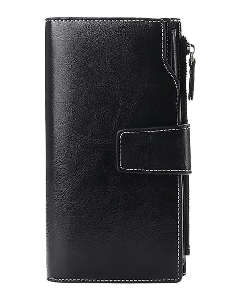 Womens Wallet RFID Blocking Long Purse Genuine Leather Credit Card Holder Clutch Phone Wallet Purse with ID Window Black $27....