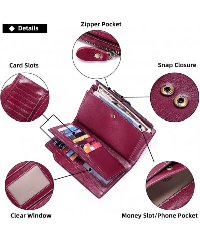 Womens Wallet RFID Blocking Long Purse Genuine Leather Credit Card Holder Clutch Phone Wallet Purse with ID Window Black $27....