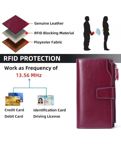 Womens Wallet RFID Blocking Long Purse Genuine Leather Credit Card Holder Clutch Phone Wallet Purse with ID Window Black $27....