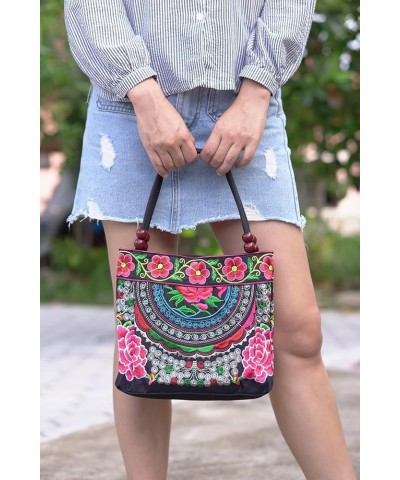 Women Hobo Tote Bag Floral Embroidered Handbags Embroidery Purse Vintage Ethnic Shoulder Bag Tribe 02 $10.70 Totes