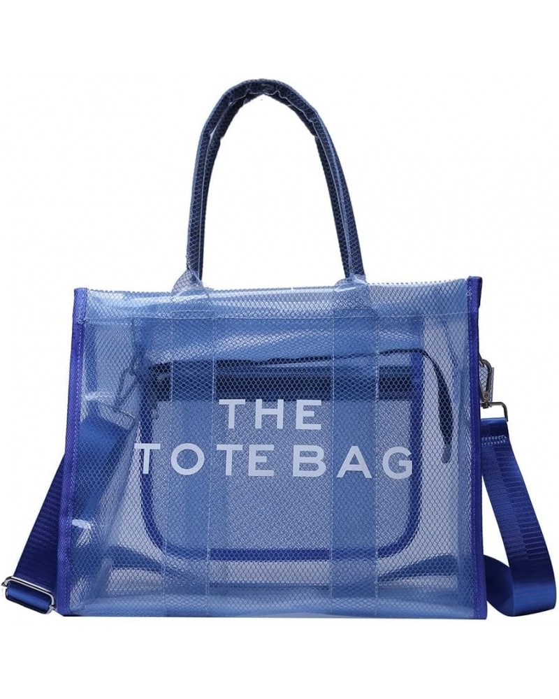 Clear Tote Bag for Women - Large PVC Transparent the Tote Bag See Through Shoulder Crossbody Bag Handbag Blue $14.27 Totes