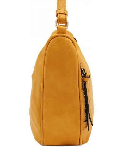 Faux Leather Two Front Zipper Pocket Crossbody Saddle Bag Mustard $14.86 Crossbody Bags