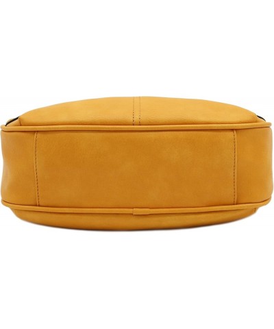 Faux Leather Two Front Zipper Pocket Crossbody Saddle Bag Mustard $14.86 Crossbody Bags