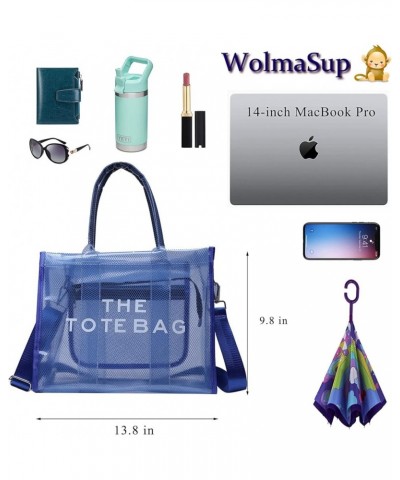 Clear Tote Bag for Women - Large PVC Transparent the Tote Bag See Through Shoulder Crossbody Bag Handbag Blue $14.27 Totes