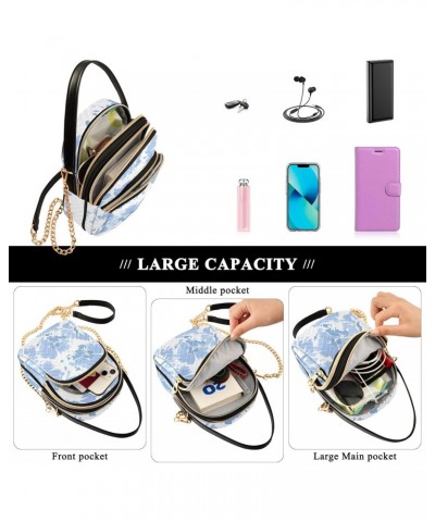 Blue with Tie Dye Pattern Womens Sling Backpack Crossbody Chain Shoulder Bags Waist Packs Multipurpose Handbags for Travel Sh...