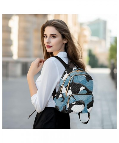 Cute Black and White Killer Whale Backpack Purse for Women Lightweight Back Pack Casual Daypack Travel Shoulder Bag Bookbag -...