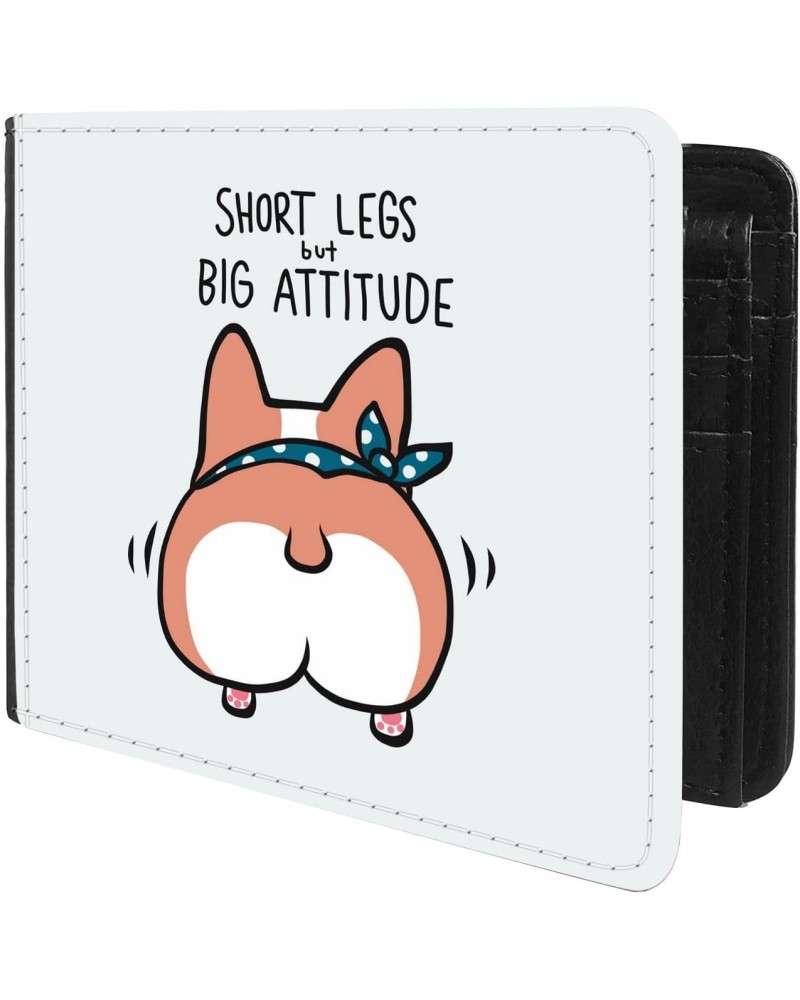 Unique Desige Pattern - Corgi Butt and Text Big Attitude, Slim Front Pocket Wallet Billfold RFID Blocking $9.17 Wallets