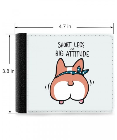 Unique Desige Pattern - Corgi Butt and Text Big Attitude, Slim Front Pocket Wallet Billfold RFID Blocking $9.17 Wallets