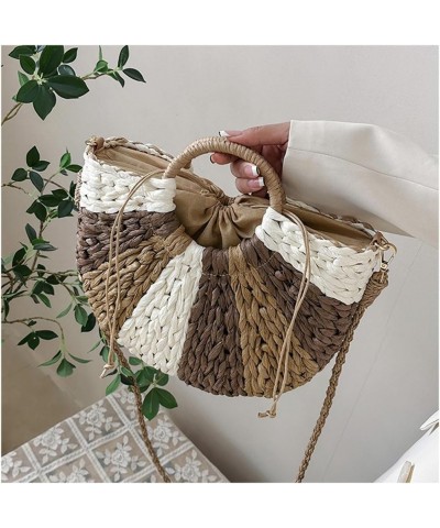 Women Straw Handbag Woven Tote Bag Large Summer Beach Bag Crossbody Bag for Vacation B-khaki $16.65 Crossbody Bags