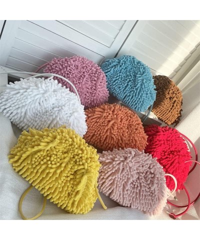 Y2k Fuzzy Dumpling Bag, Cute Fluffy Bags, Soft Chenille Clutch, Cute Mini Handbags, Faux Fur Bag for women Brown $15.95 Clutches