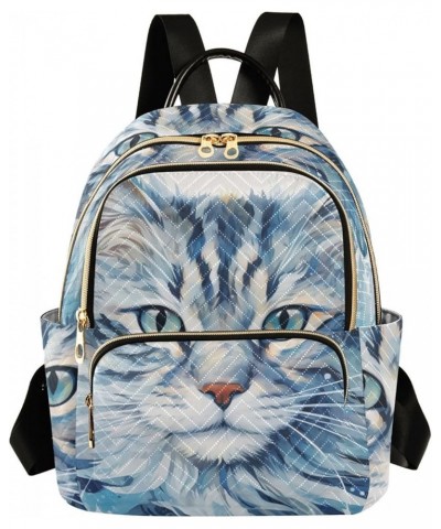 Small Fashion Backpack for Women Painting White Cat Print Ladies Travel Daypack Aesthetic Shoulder Bag 10.2×5.1×12.5 IN $13.7...