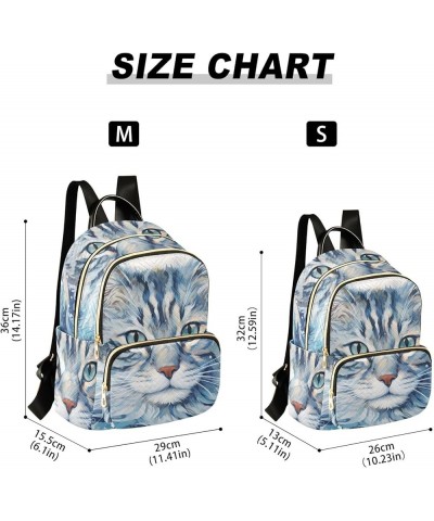 Small Fashion Backpack for Women Painting White Cat Print Ladies Travel Daypack Aesthetic Shoulder Bag 10.2×5.1×12.5 IN $13.7...