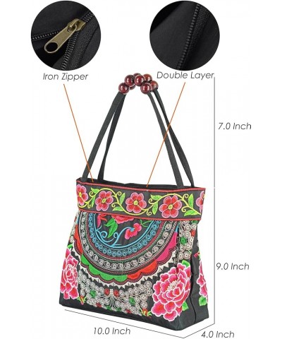 Women Hobo Tote Bag Floral Embroidered Handbags Embroidery Purse Vintage Ethnic Shoulder Bag Tribe 02 $10.70 Totes