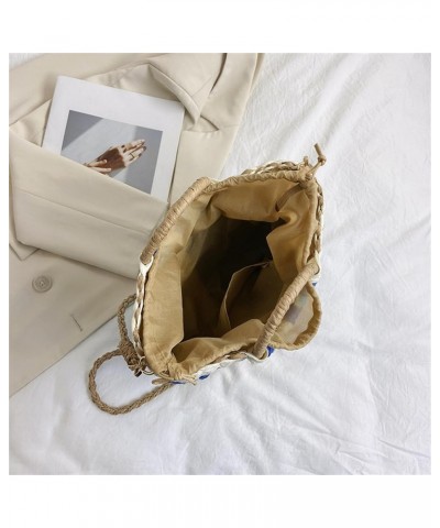 Women Straw Handbag Woven Tote Bag Large Summer Beach Bag Crossbody Bag for Vacation B-khaki $16.65 Crossbody Bags