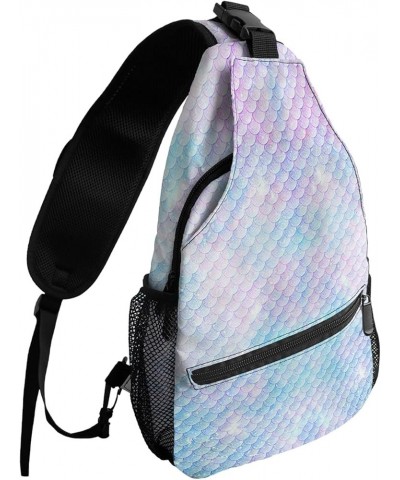 Sling Backpack, Beauty Mermaid Fish Scale Waterproof Lightweight Small Sling Bag, Travel Chest Bag Crossbody Shoulder Bag Hik...